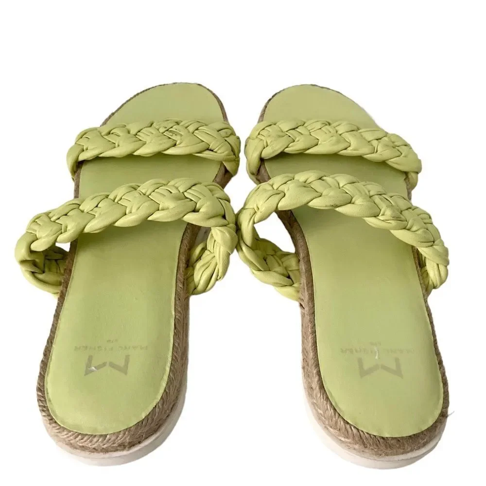 Marc Fisher Ltd Jaimee Espadrille Slide Sandal in Citron Leather Size 6M